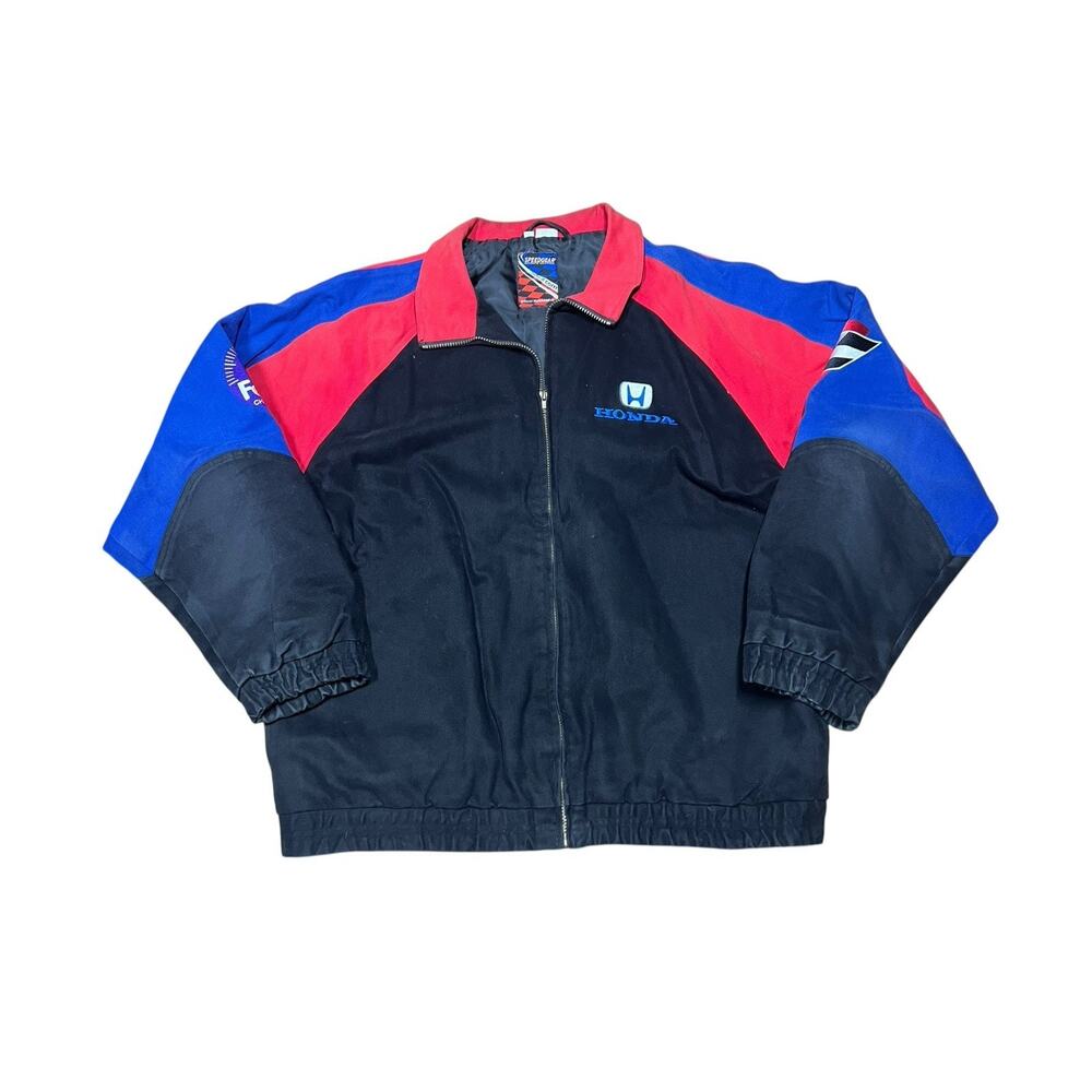 Vtg HONDA EMBROIDERED RacingJacket Cart Championship MOTO RACING F1 JACKET XXL